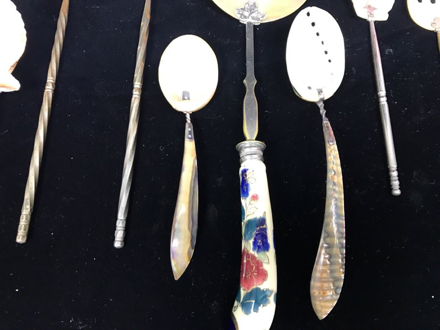 Set Of (10) Shell Utensils Spoons Forks [Photo 7]