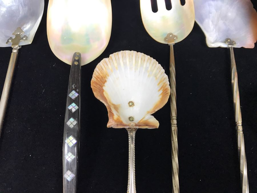 Set Of (10) Shell Utensils Spoons Forks [Photo 5]