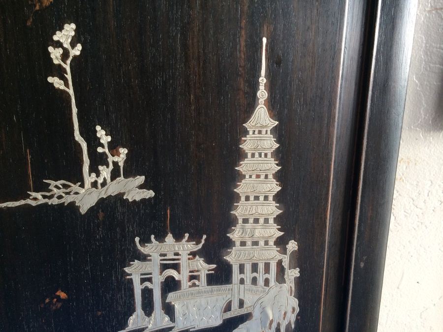 Asian Coromandel? Silver Copper Screen Artwork