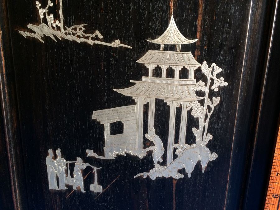 Asian Coromandel? Silver Copper Screen Artwork