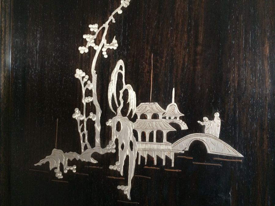 Asian Coromandel? Silver Copper Screen Artwork