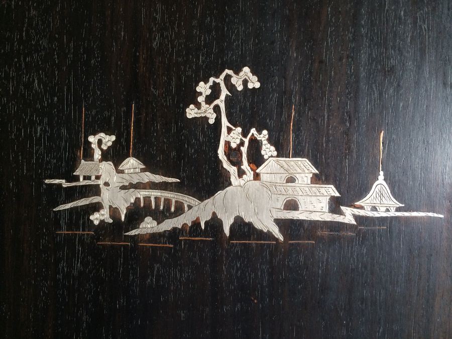 Asian Coromandel? Silver Copper Screen Artwork