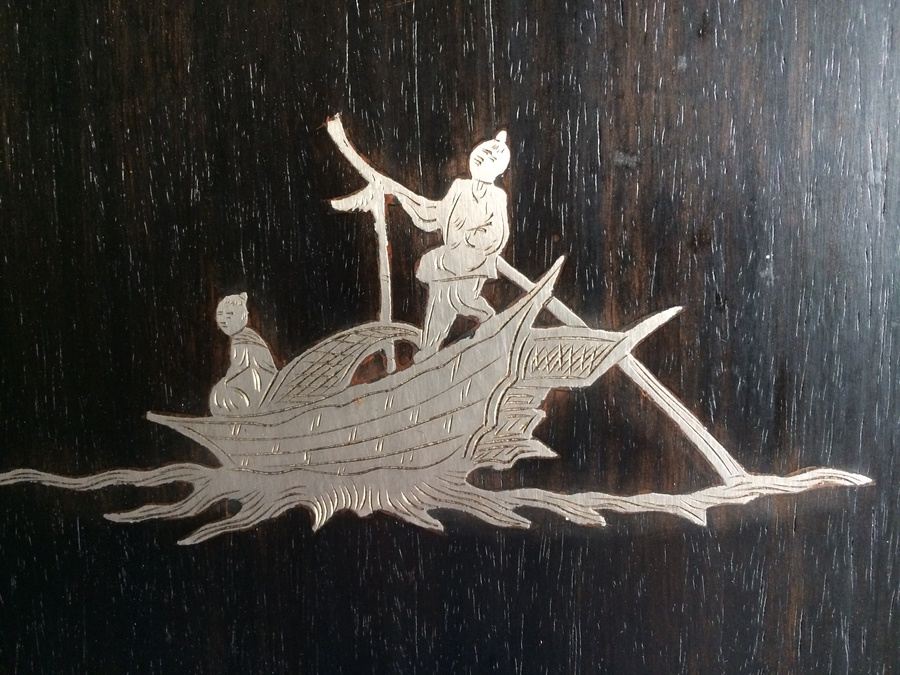 Asian Coromandel? Silver Copper Screen Artwork