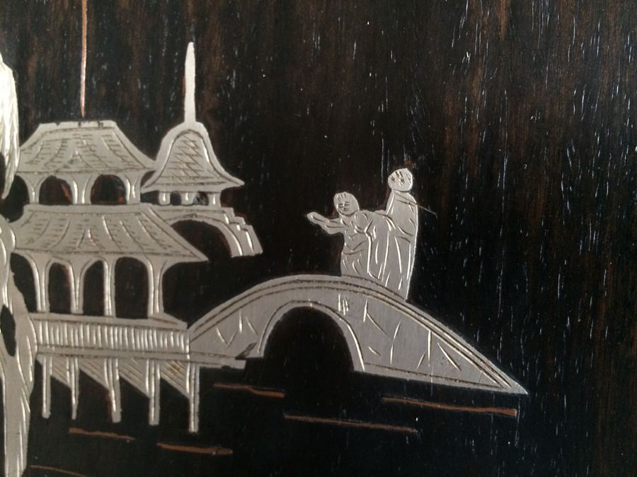 Asian Coromandel? Silver Copper Screen Artwork