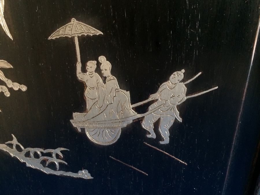 Asian Coromandel? Silver Copper Screen Artwork