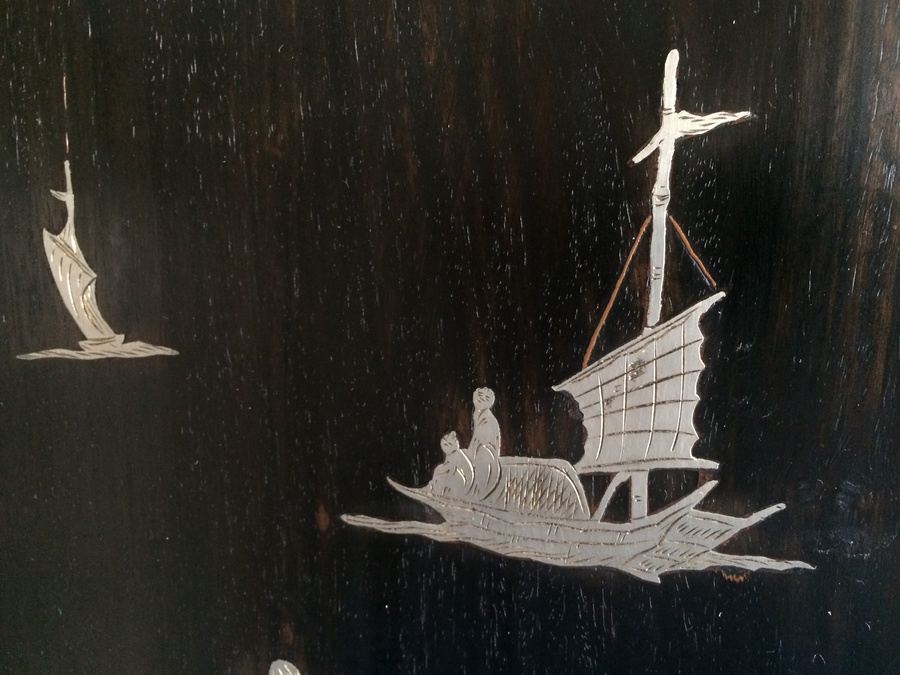 Asian Coromandel? Silver Copper Screen Artwork