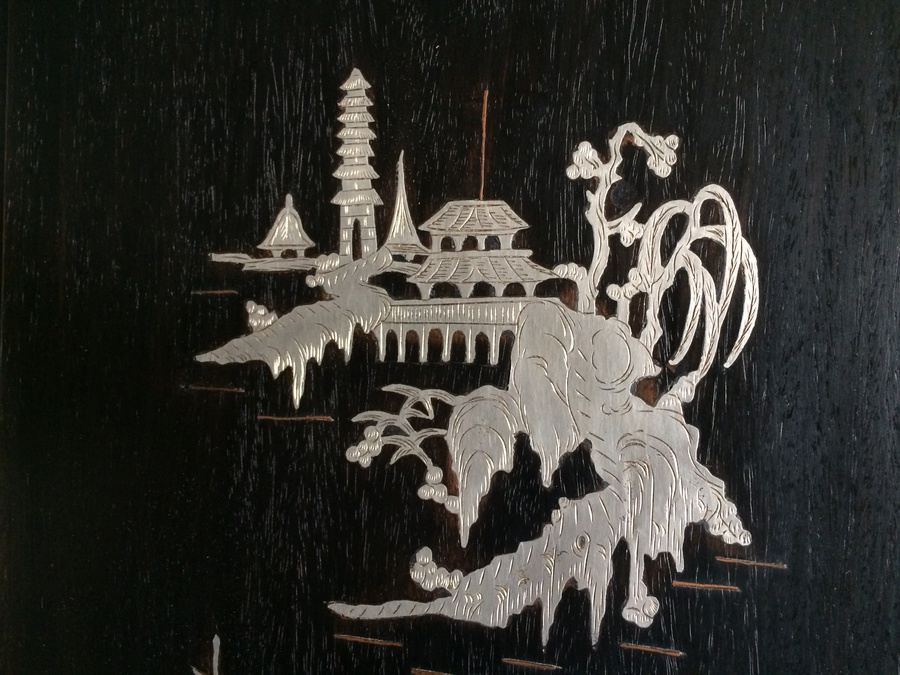 Asian Coromandel? Silver Copper Screen Artwork