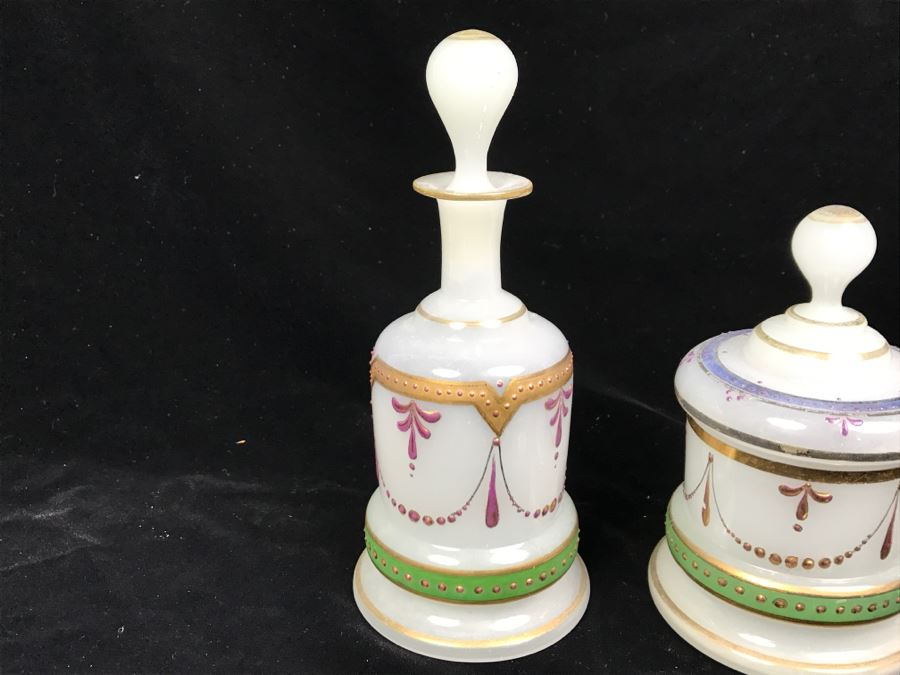 Set Of (3) Victorian Hand Painted Bottles [Photo 3]