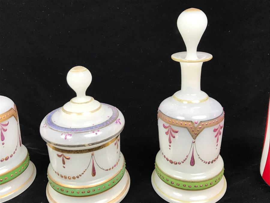 Set Of (3) Victorian Hand Painted Bottles [Photo 7]