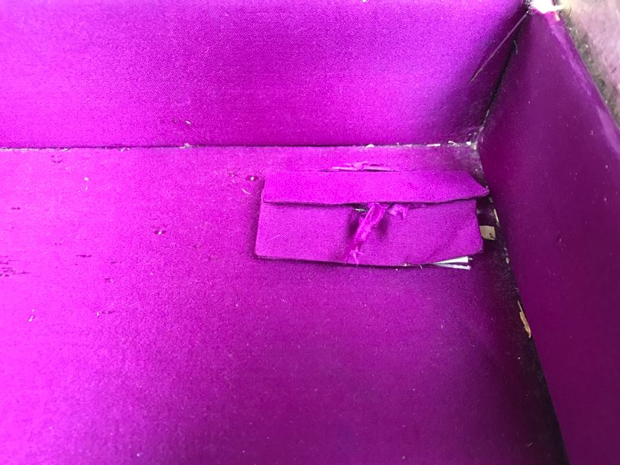 Antique Wooden Sewing Box With Intricate Mother Of Pearl Inlay On Top And Front [Photo 17]