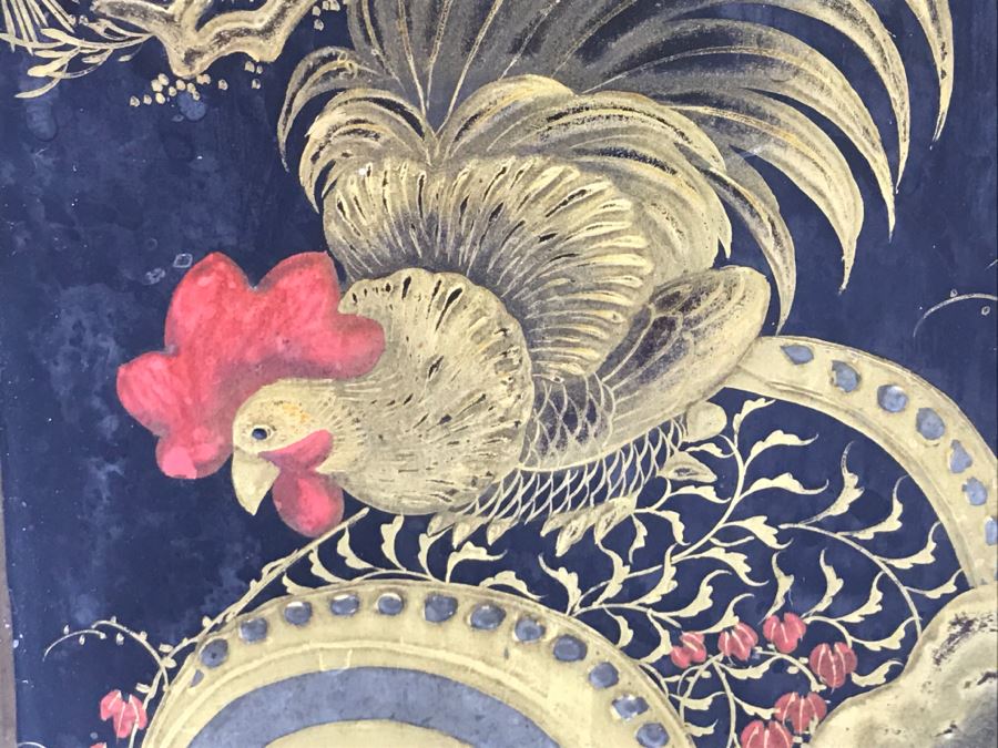 Antique Lacquer Asian Box With Rooster On Front - See Photos For Details [Photo 11]