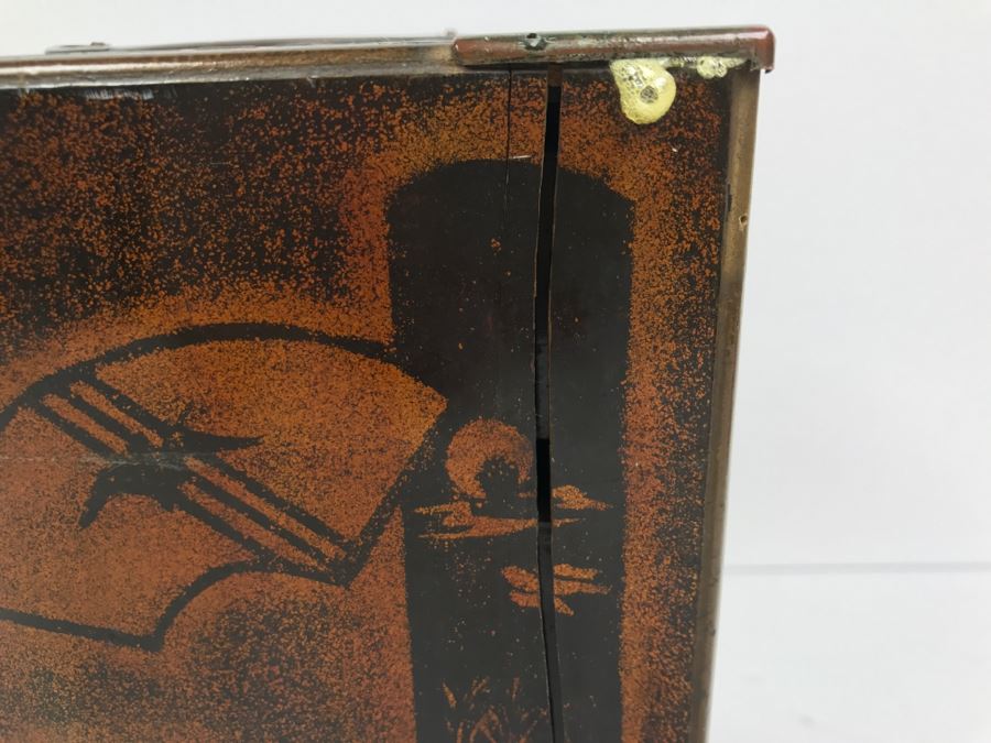 Antique Lacquer Asian Box With Rooster On Front - See Photos For Details [Photo 16]