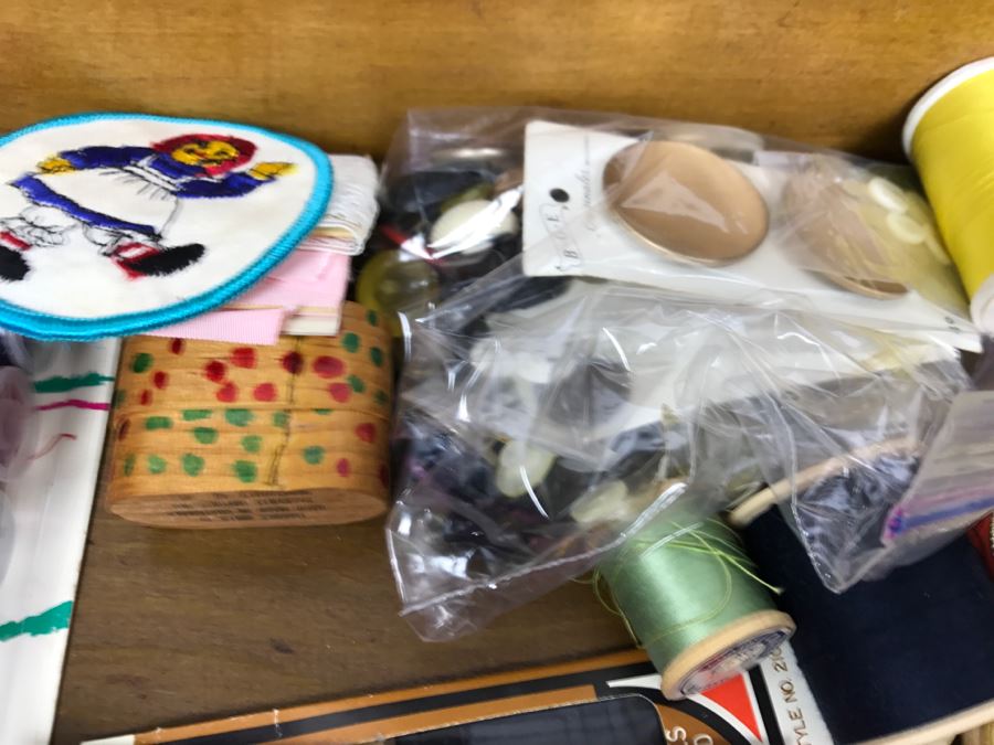 Antique Sewing Box With Needlepoint Filled With Vintage Sewing Supplies [Photo 19]