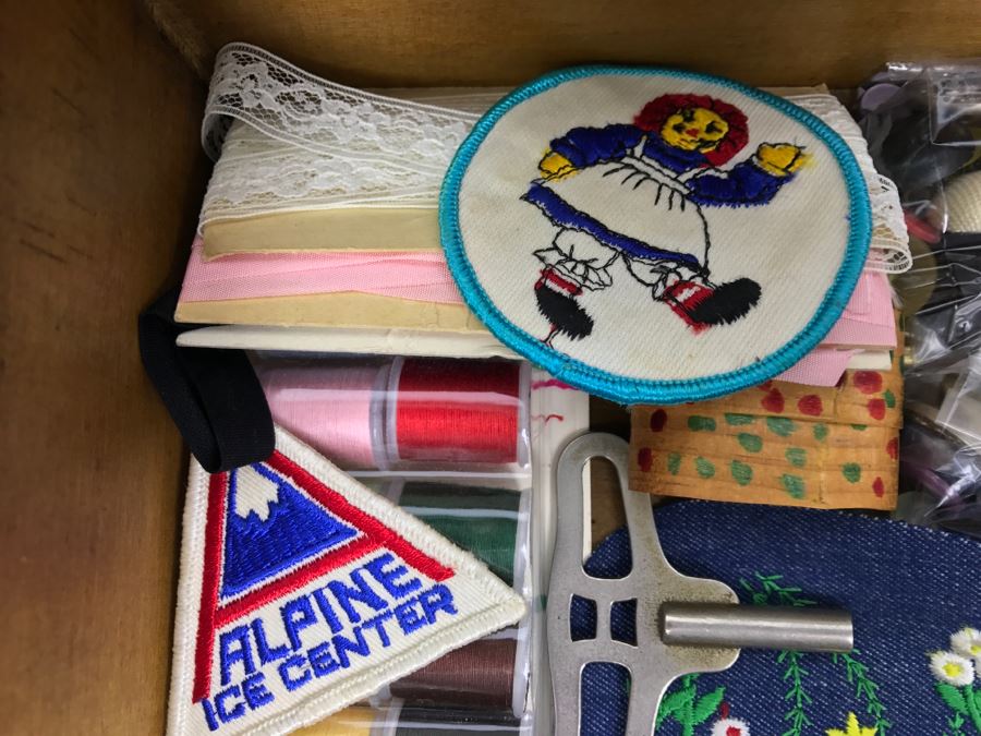 Antique Sewing Box With Needlepoint Filled With Vintage Sewing Supplies [Photo 16]