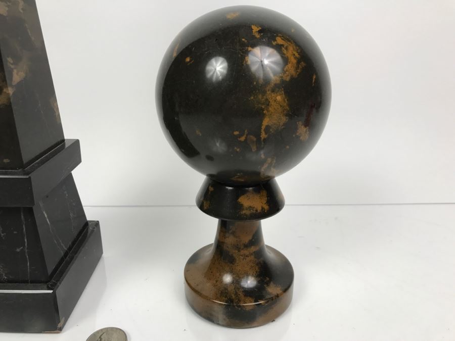 Carved Stone Obelisk And Round Ornament Made In Pakistan [Photo 4]