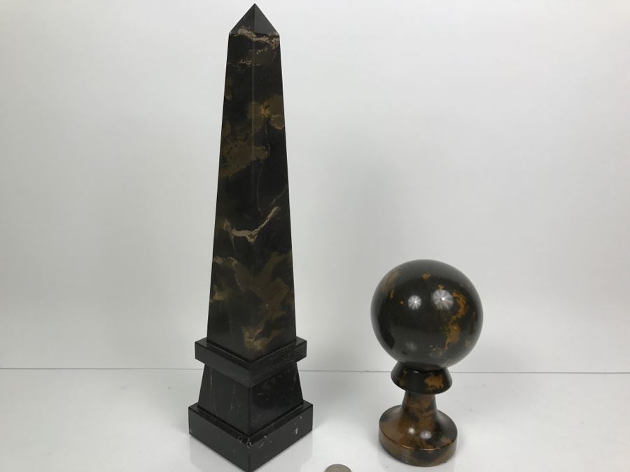 Carved Stone Obelisk And Round Ornament Made In Pakistan [Photo 10]