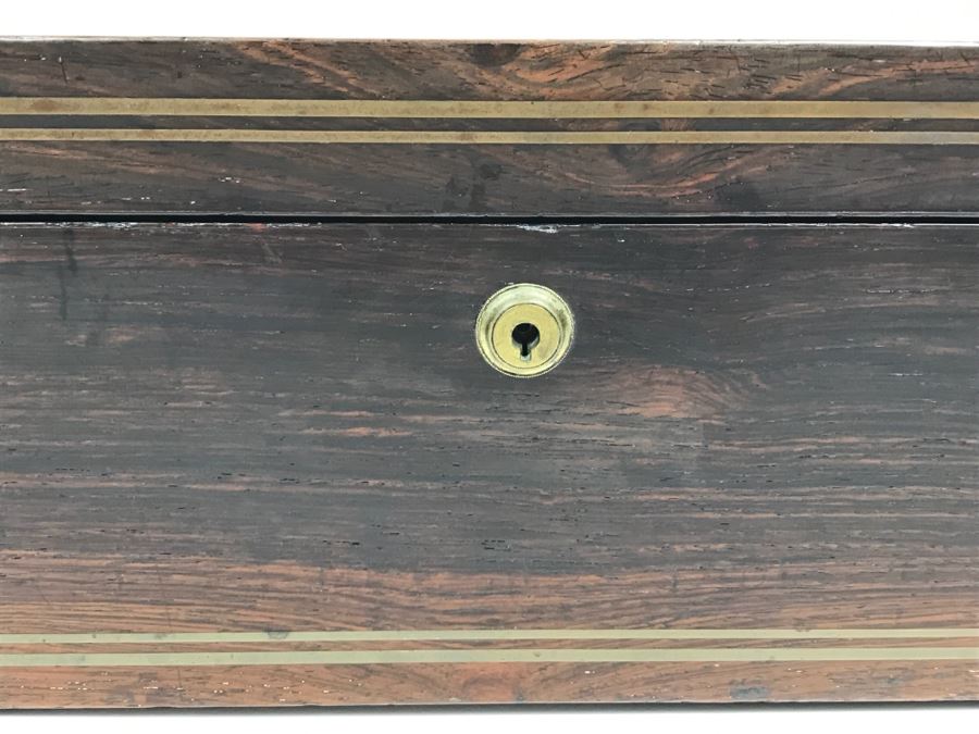 Antique Portable Writing Desk With Lockable Compartment Only Have Key To Lockable Compartment Inside [Photo 29]