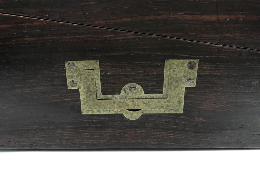 Antique Portable Writing Desk With Lockable Compartment Only Have Key To Lockable Compartment Inside [Photo 22]