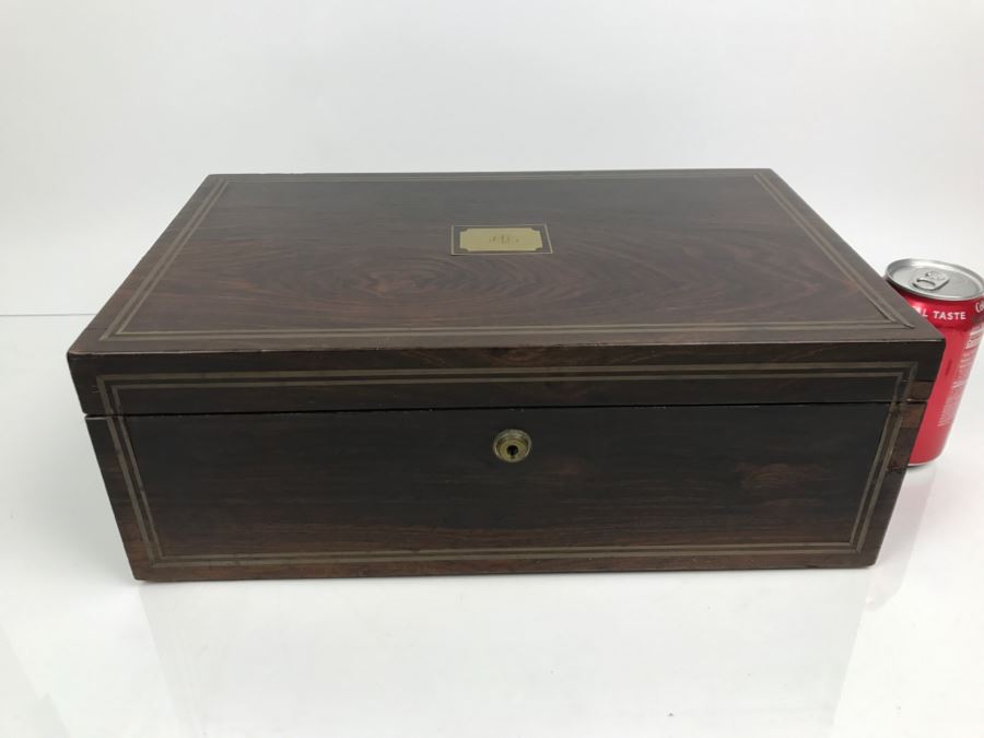 Antique Portable Writing Desk With Lockable Compartment Only Have Key To Lockable Compartment Inside [Photo 26]
