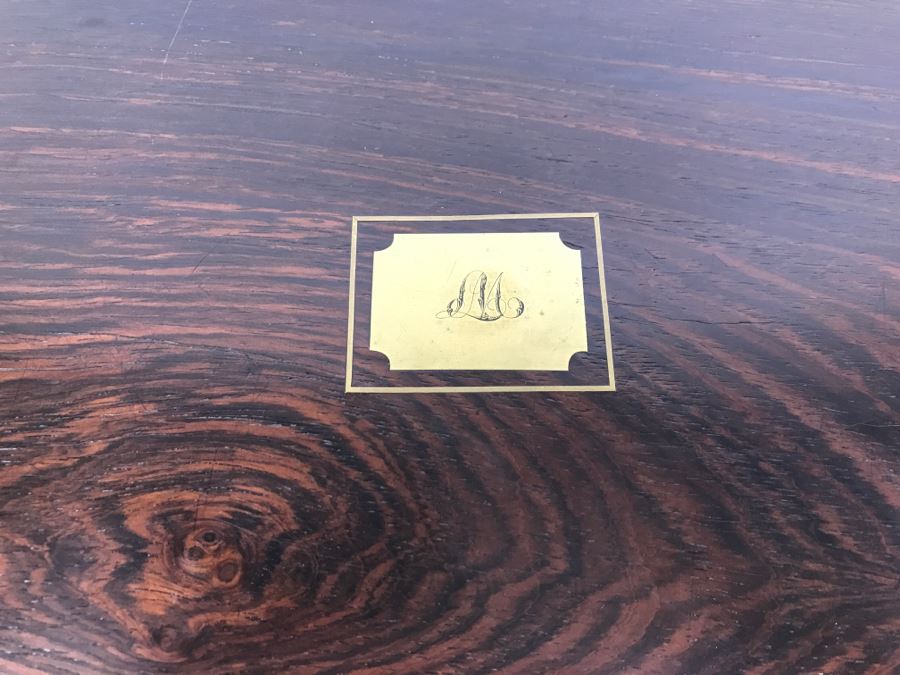 Antique Portable Writing Desk With Lockable Compartment Only Have Key To Lockable Compartment Inside [Photo 4]