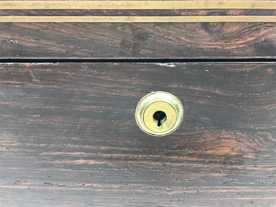 Antique Portable Writing Desk With Lockable Compartment Only Have Key To Lockable Compartment Inside [Photo 30]