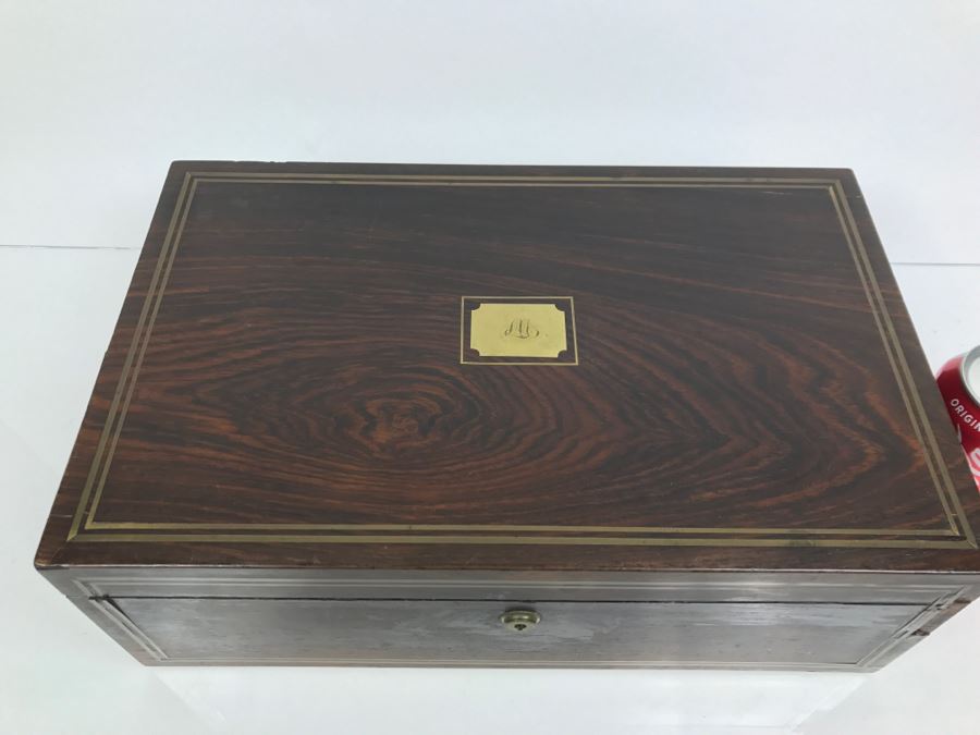 Antique Portable Writing Desk With Lockable Compartment Only Have Key To Lockable Compartment Inside [Photo 27]