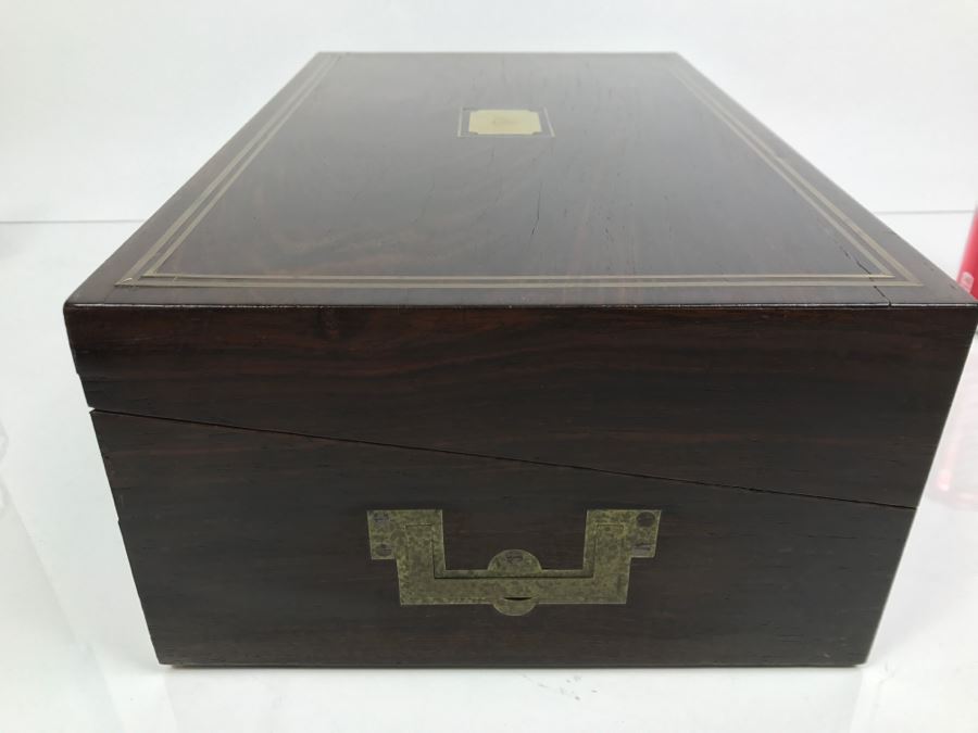 Antique Portable Writing Desk With Lockable Compartment Only Have Key To Lockable Compartment Inside [Photo 21]