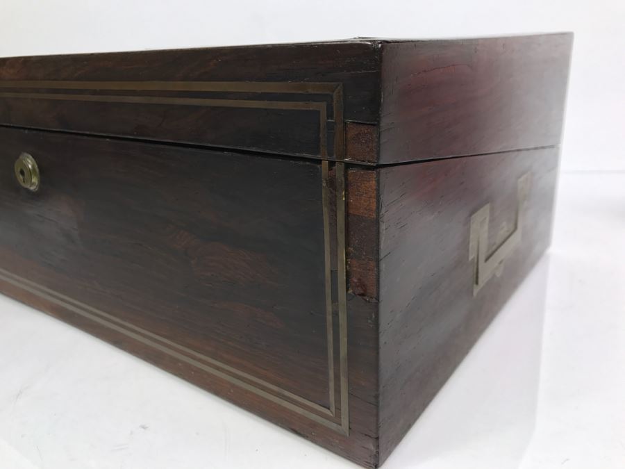 Antique Portable Writing Desk With Lockable Compartment Only Have Key To Lockable Compartment Inside [Photo 20]