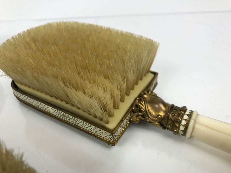 Antique Austrian Vanity Set With Vanity Mirror, Pair Of Brushes And Jar [Photo 23]