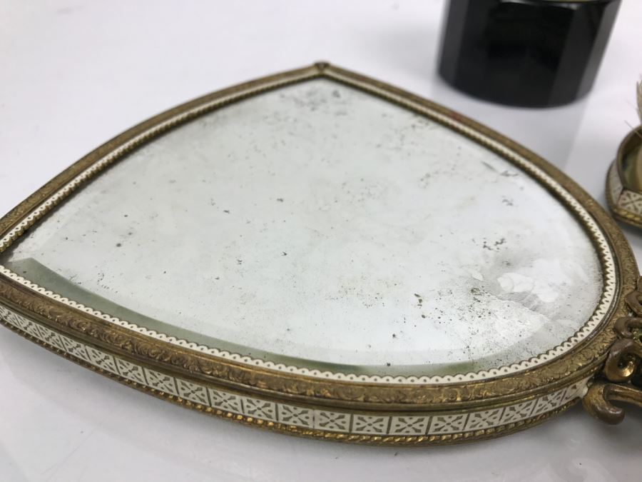 Antique Austrian Vanity Set With Vanity Mirror, Pair Of Brushes And Jar [Photo 20]
