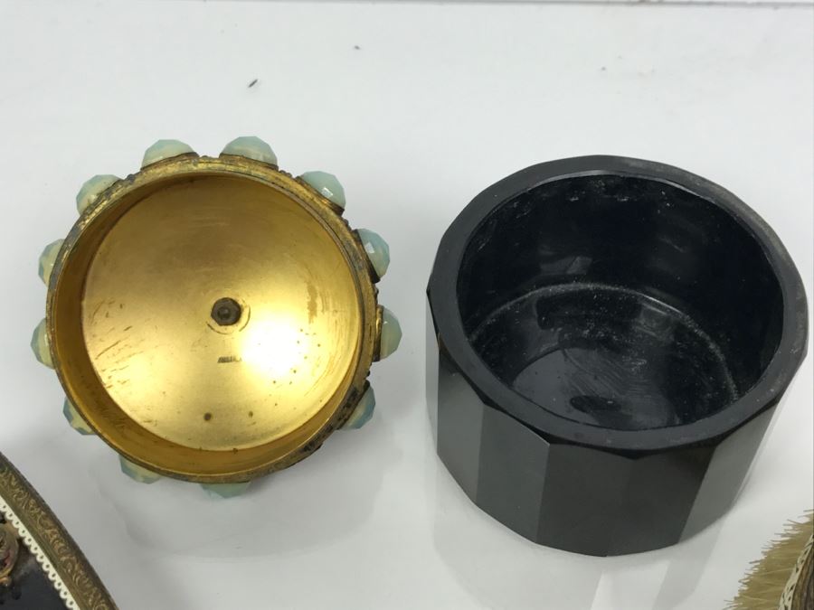 Antique Austrian Vanity Set With Vanity Mirror, Pair Of Brushes And Jar [Photo 15]