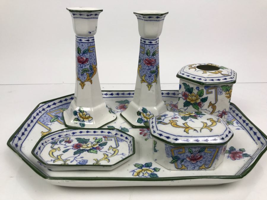 S Hancock & Sons Corona Ware China Set With Candlesticks And Tray [Photo 2]
