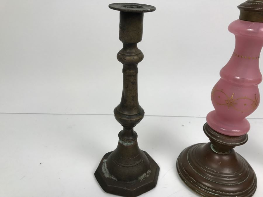 Set Of (5) Vintage Brass Candlesticks [Photo 12]