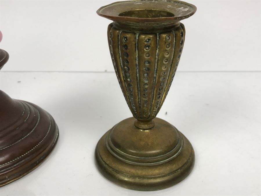 Set Of (5) Vintage Brass Candlesticks [Photo 6]