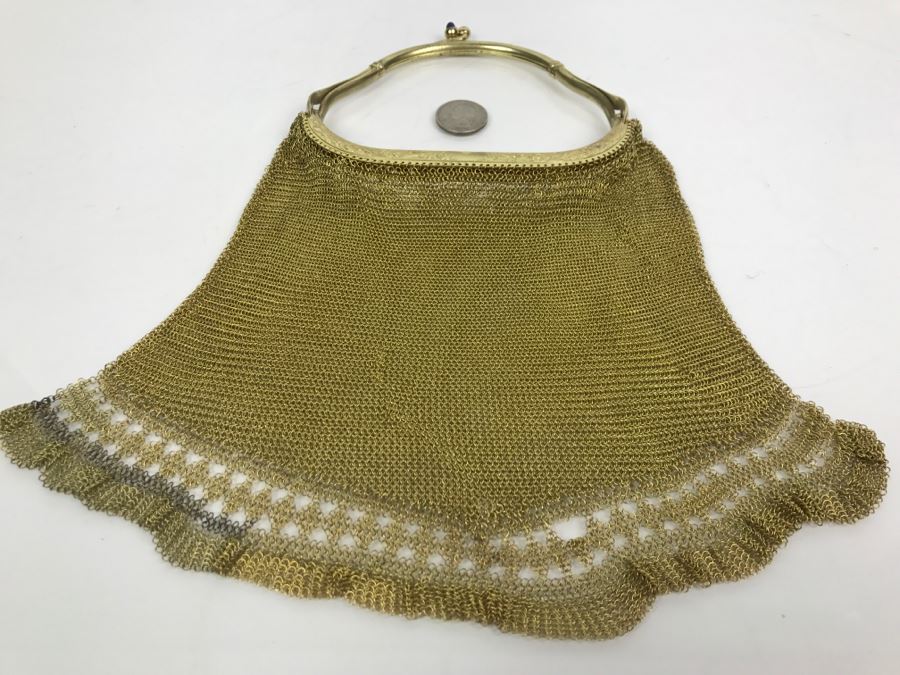 Vintage Gold Tone Mesh Purse 1912 Patent Date