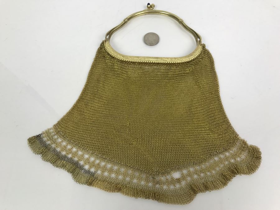Vintage Gold Tone Mesh Purse 1912 Patent Date [Photo 3]