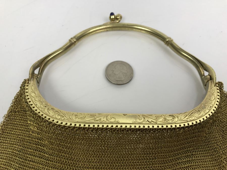 Vintage Gold Tone Mesh Purse 1912 Patent Date [Photo 4]
