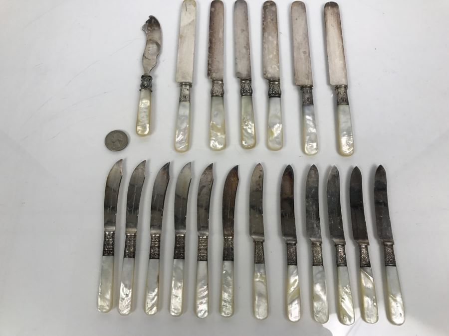 Collection Of Stering Silver With Mother Of Pearl Handle Knives [Photo 3]