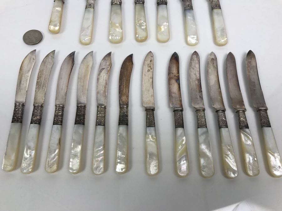 Collection Of Stering Silver With Mother Of Pearl Handle Knives [Photo 5]