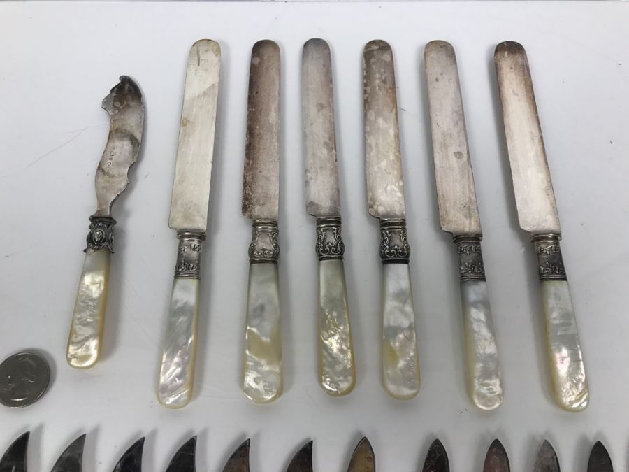 Collection Of Stering Silver With Mother Of Pearl Handle Knives [Photo 6]