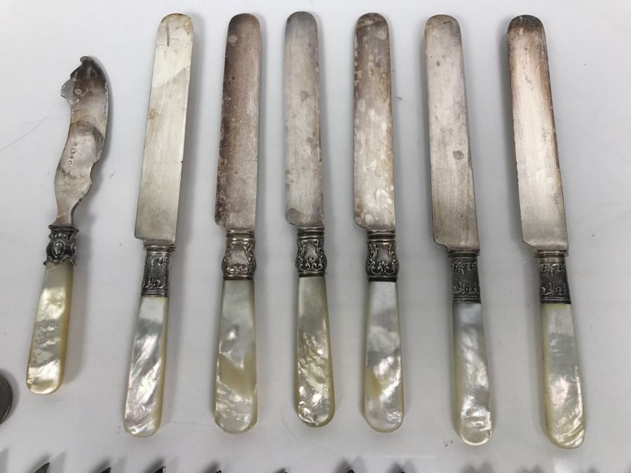Collection Of Stering Silver With Mother Of Pearl Handle Knives [Photo 13]