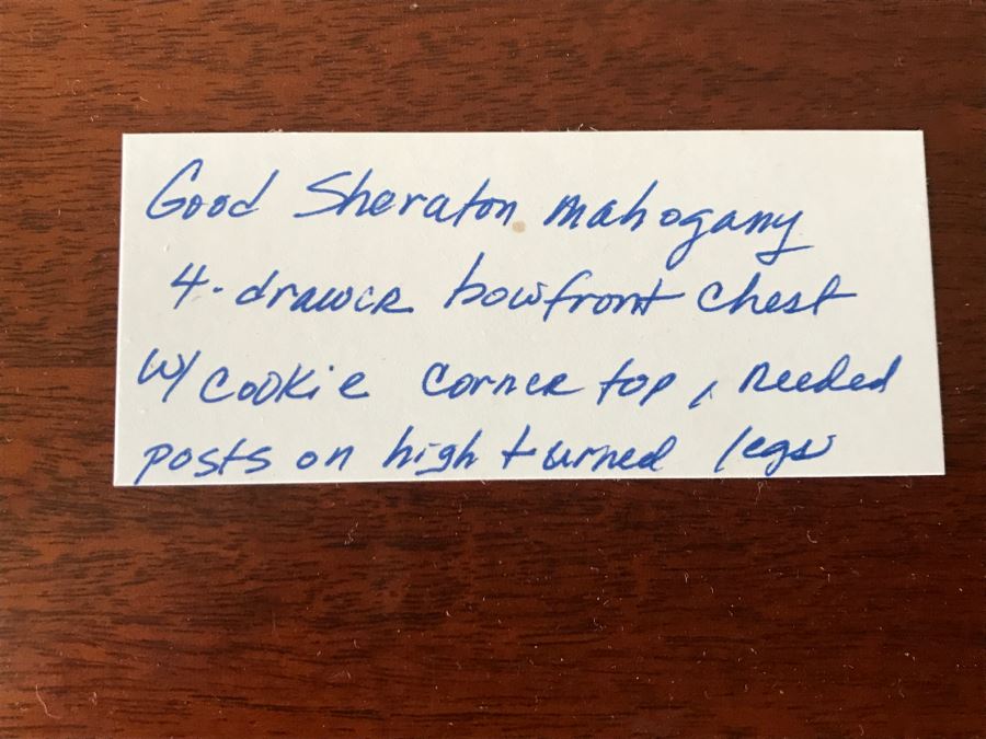 Sheraton Mahogany 4-Drawer Bowfront Chest Of Drawers With Cookie Corner Top [Photo 5]