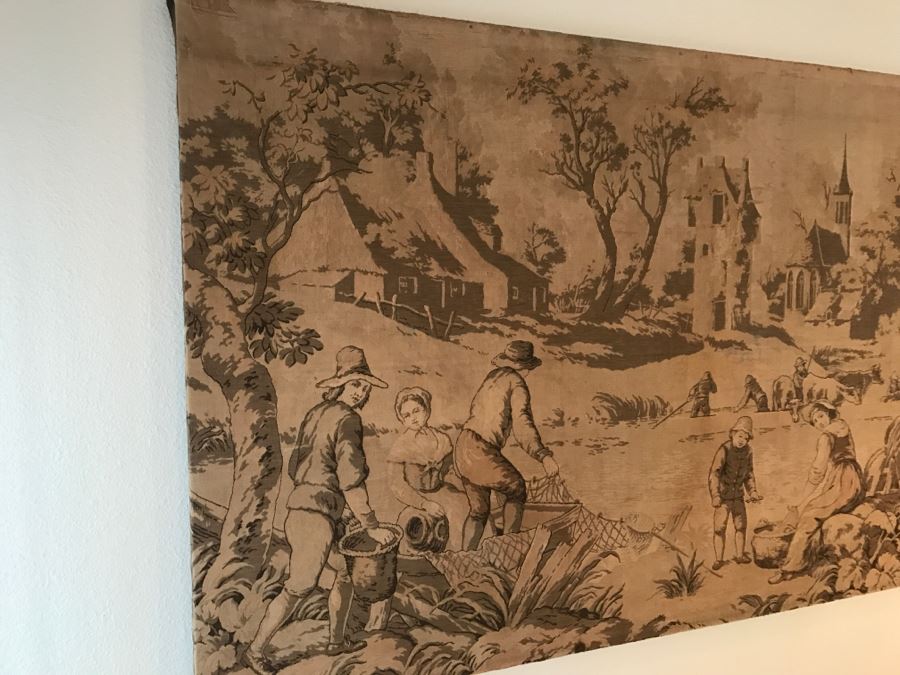 Huge Detailed Dutch Harbor Scene Tapestry Mounted On Board [Photo 6]