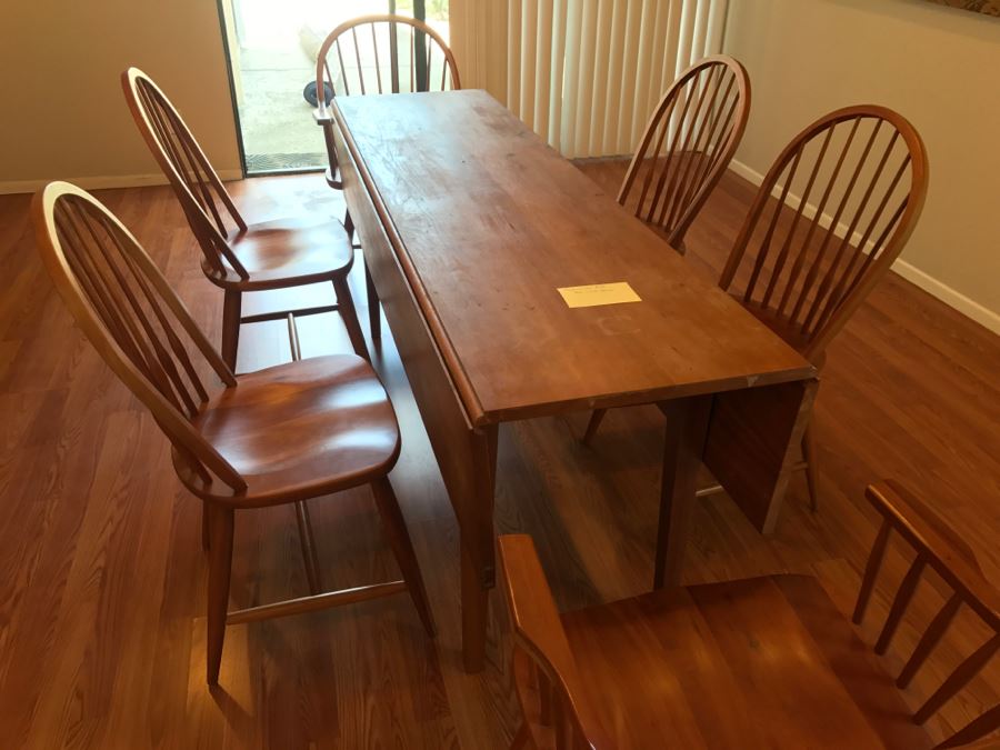 (6) Handcrafted Pompanoosuc Mills Hardwood Furniture Windsor Dining Chairs Made In Vermont (2 Are Armchairs) Set Retails For $1,600 - Does Not Include Table [Photo 11]