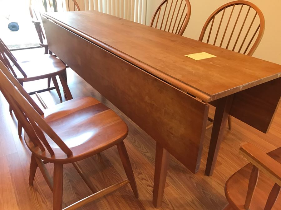 (6) Handcrafted Pompanoosuc Mills Hardwood Furniture Windsor Dining Chairs Made In Vermont (2 Are Armchairs) Set Retails For $1,600 - Does Not Include Table [Photo 12]