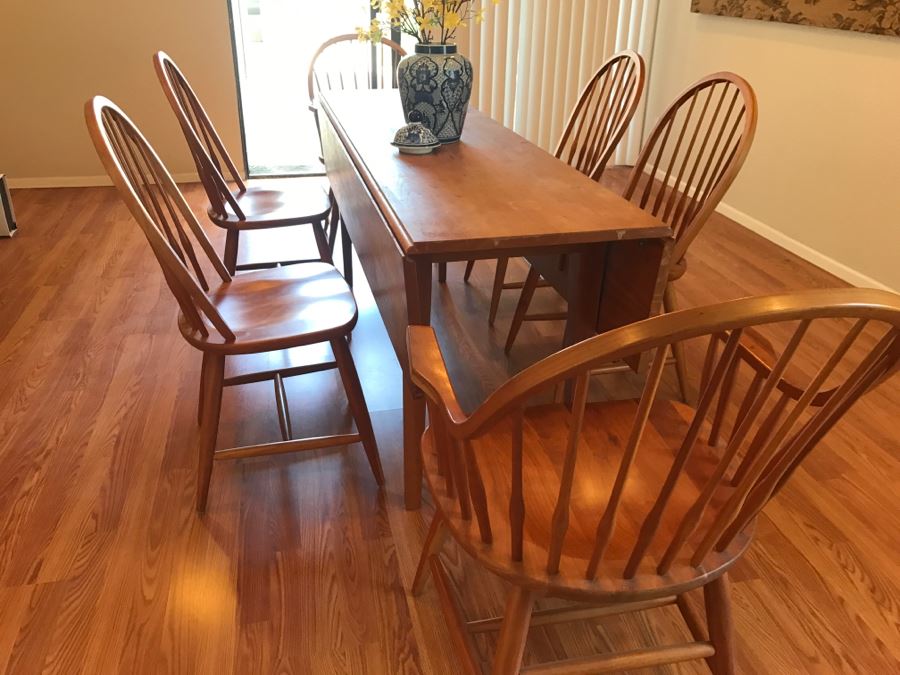 (6) Handcrafted Pompanoosuc Mills Hardwood Furniture Windsor Dining Chairs Made In Vermont (2 Are Armchairs) Set Retails For $1,600 - Does Not Include Table [Photo 14]