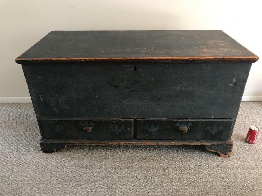 Large Primitive Shabby Chic Blanket Chest With Drawers From The East Coast [Photo 3]