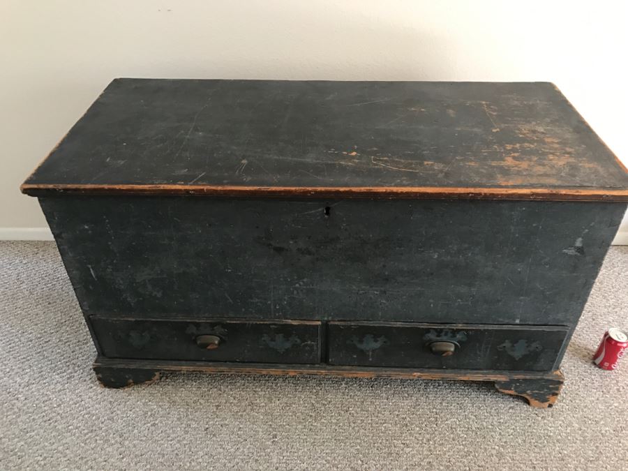 Large Primitive Shabby Chic Blanket Chest With Drawers From The East Coast [Photo 4]