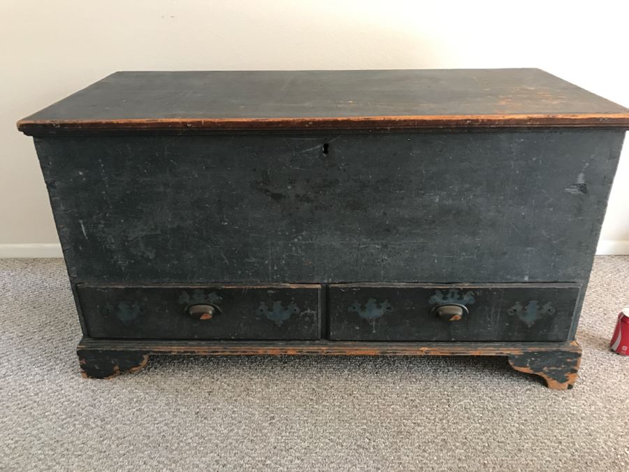 Large Primitive Shabby Chic Blanket Chest With Drawers From The East Coast [Photo 5]
