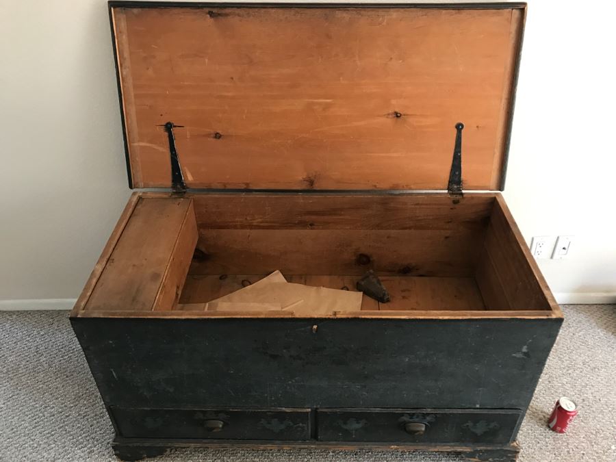 Large Primitive Shabby Chic Blanket Chest With Drawers From The East Coast [Photo 7]